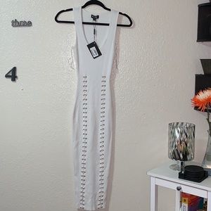 White Polyester long  dress